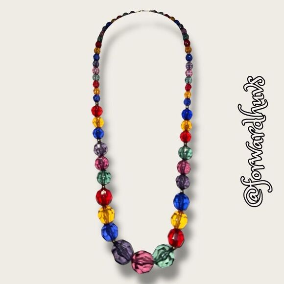 Bundle Sale 3 for $15 | Multicolored Graduated Plastic Bead Necklace - Picture 4 of 10